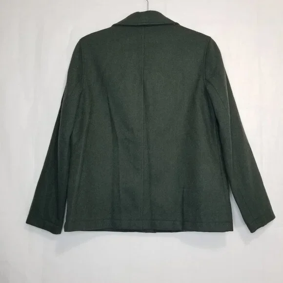 Vintage Gap button up peacoat forest green size S wool blend field coat utility - Picture 2 of 9